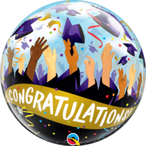 CONGRATULATIONS GRAD CAPS BUBBLE | 22 INCH QUALATEX