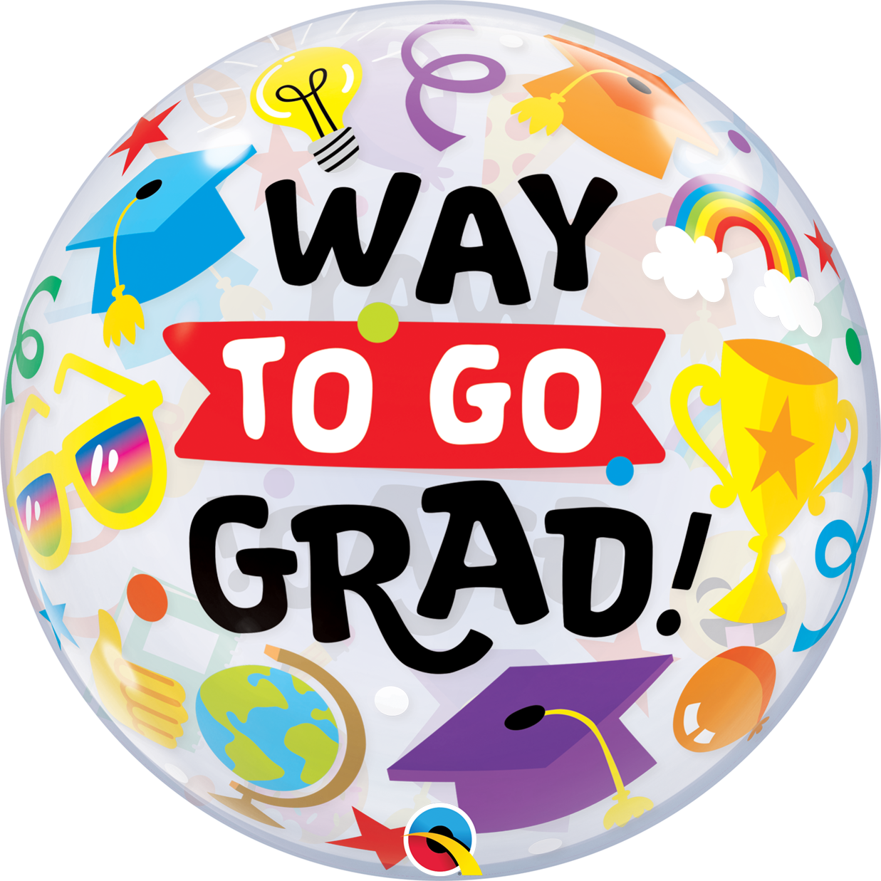 98328B_F WAY TO GO GRAD EVERYTHING BUBBLE | 22 INCH QUALATEX