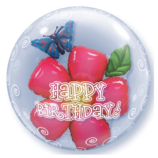 BIRTHDAY FLOWER DOUBLE BUBBLE | 24 INCH QUALATEX