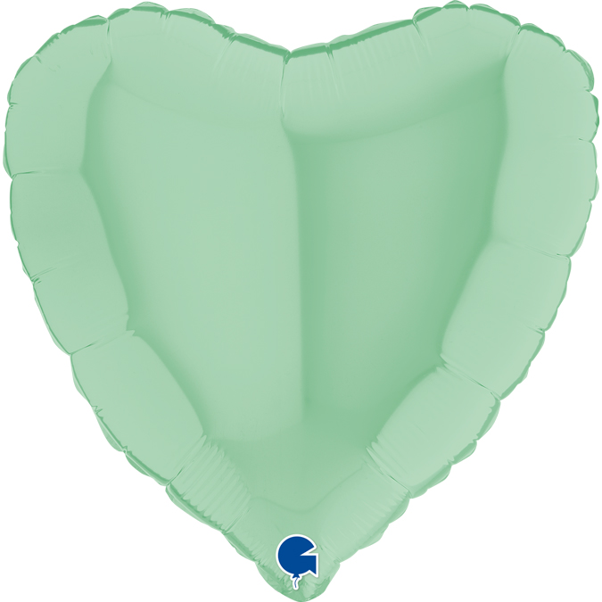 180M01Gr-Heart-18inc-Matte-Green-1 18 inch pastel matte mint green foil heart grabo