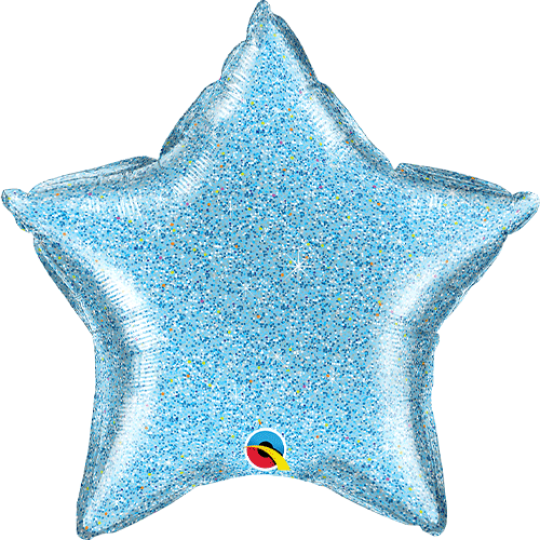 Qualatex glittergraphic light blue star 20"