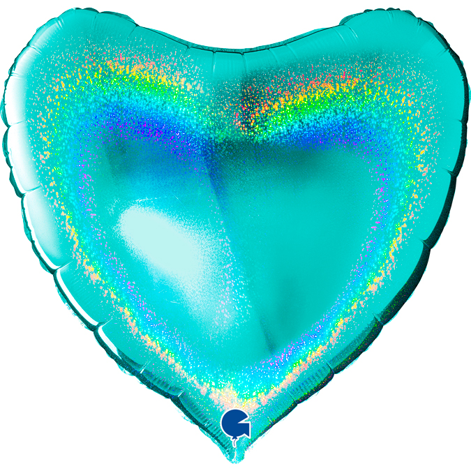 tiffany 36" heart glitter holographic foil balloon