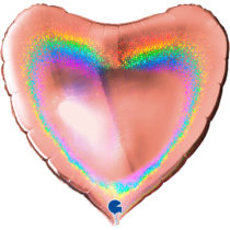 rose gold 36" glitter heart holographic foil balloon