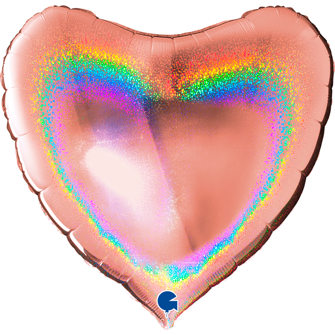 36083GHRG-Heart-36inc-Glitter-Holographic-Rose-Gold-1 rose gold 36" glitter heart holographic foil balloon