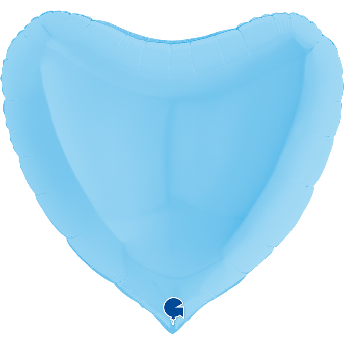 360M00B-Heart-36inc-Matte-Blue-1 36 inch pastel matte blue foil heart grabo balloon