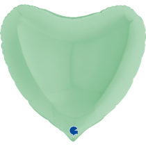 36 inch pastel matte green heart foil balloon grabo