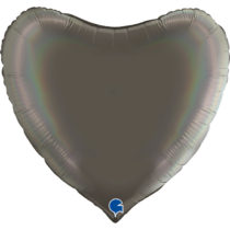 platinum grey 36" heart rainbow holographic foil balloon