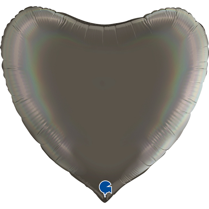 platinum grey 36" heart rainbow holographic foil balloon