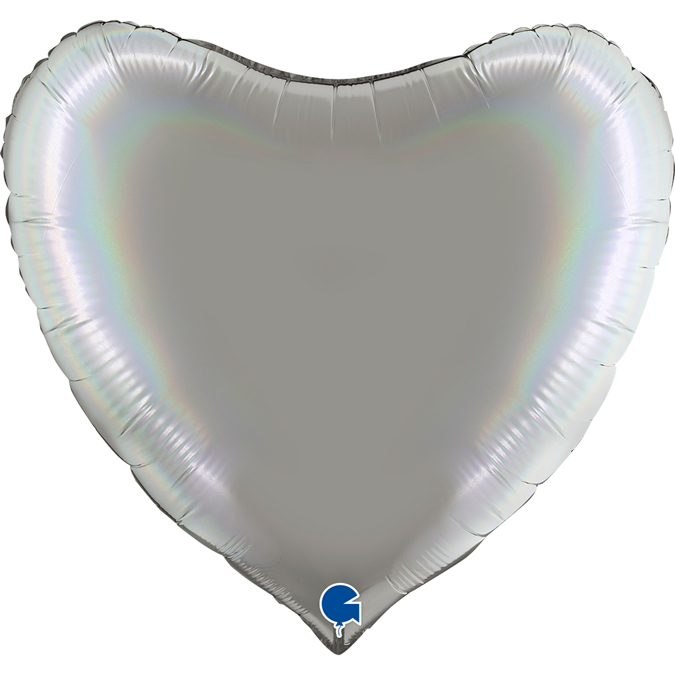 platinum pure 36" heart rainbow holographic foil balloon