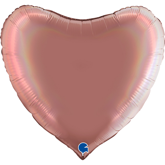 360P04RHRG-Heart-36inc-Rainbow-Holographic-Platinum-Rose rainbow holographic platinum rose 36" heart foil balloon