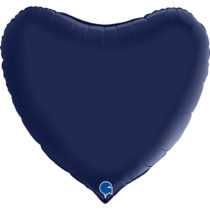 satin blue navy 36" heart foil balloon
