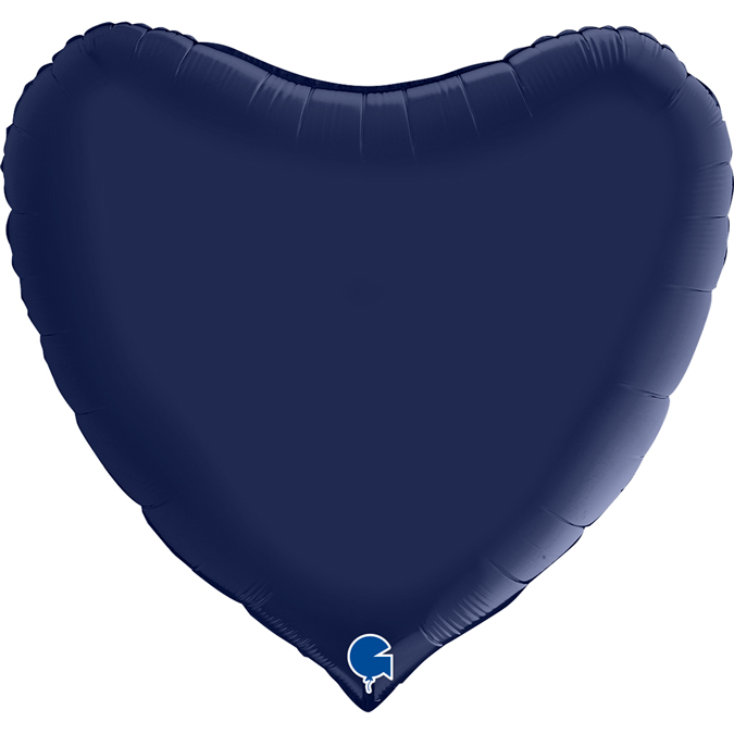 360S02BN-Heart-36inc-Satin-Blue-Navy satin blue navy 36" heart foil balloon