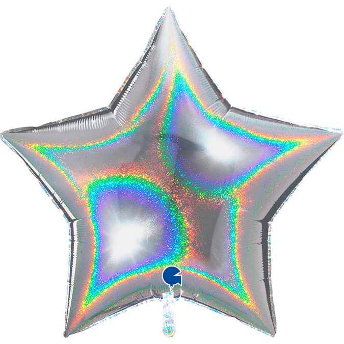 36269GHS-Star-36inc-Glitter-Holographic-Silver silver 36" star glitter holographic foil balloon