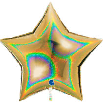 gold 36" star glitter holographic foil balloon