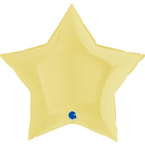 36 inch pastel matte yellow foil star grabo balloon