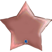 rainbow holographic platinum rose 36" star foil balloon