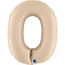 satin cream number 0 foil balloon