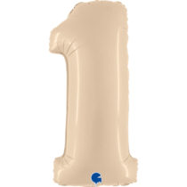 satin cream number 1 foil balloon
