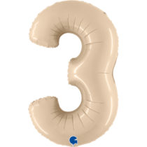 satin cream number 3 foil balloon