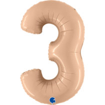 satin nude number 3 foil balloon
