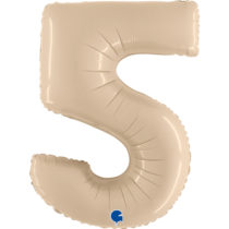 satin cream number 5 foil balloon