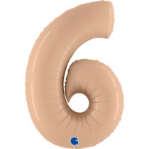 satin nude number 6 foil balloon