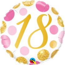age 18 pink & gold dots 18 inch foil balloon qualatex