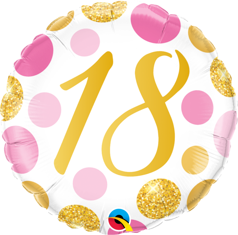 age 18 pink & gold dots 18 inch foil balloon qualatex