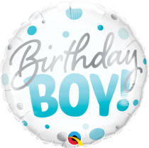 18 inch birthday boy blue dots qualatex foil balloon