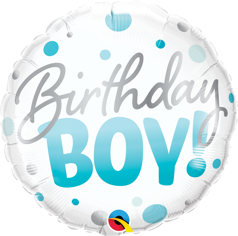 18 inch birthday boy blue dots qualatex foil balloon