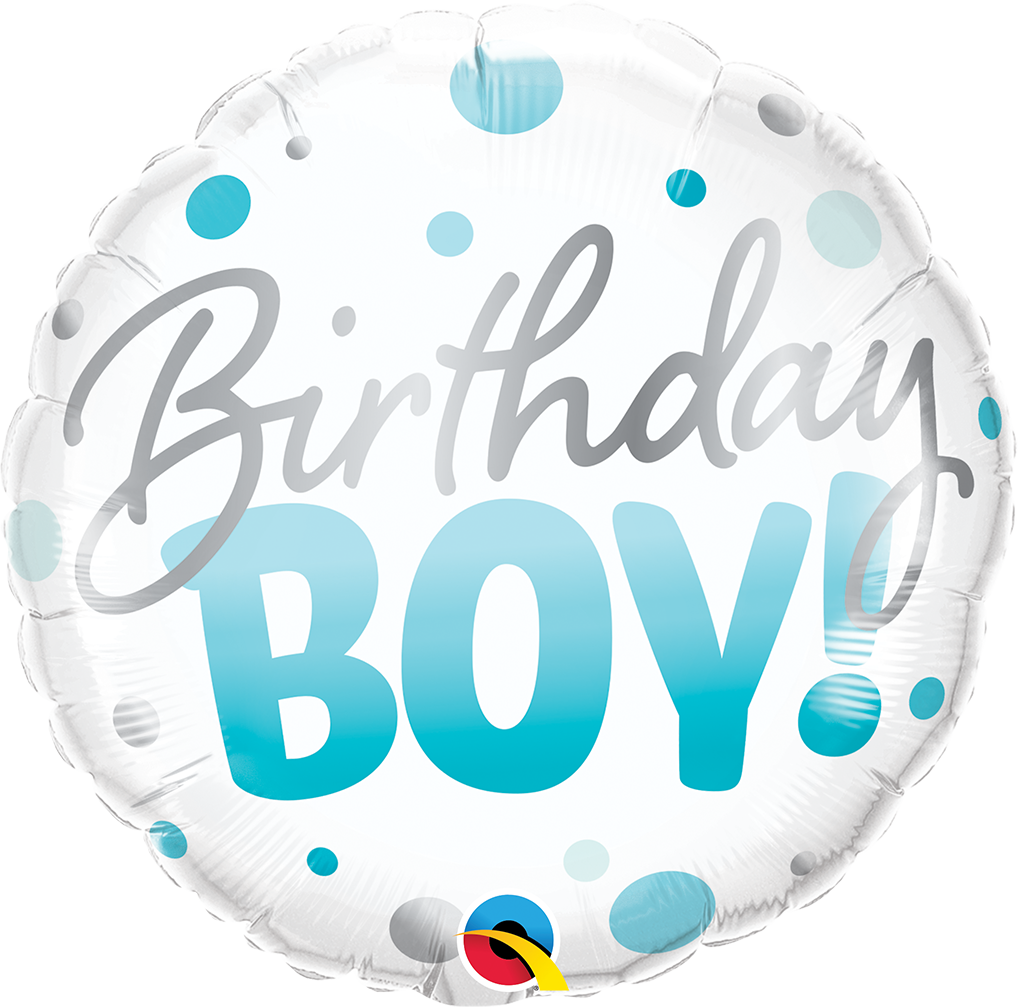 18 inch birthday boy blue dots qualatex foil balloon