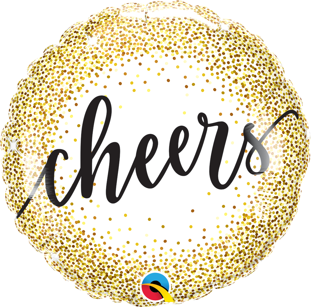 cheers gold glitter dots