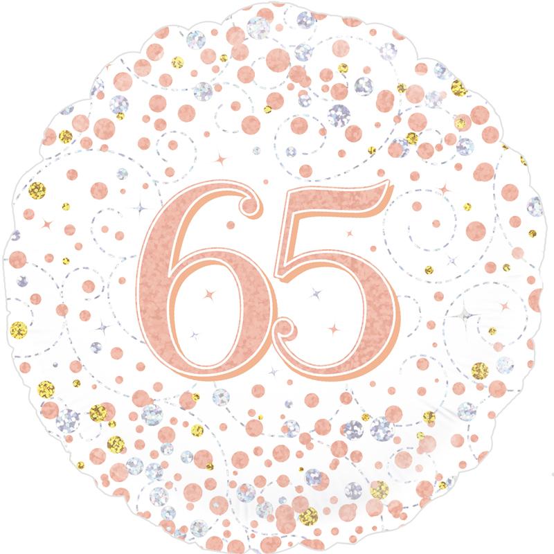 65th birthday sparkling fizz 18" foil balloon