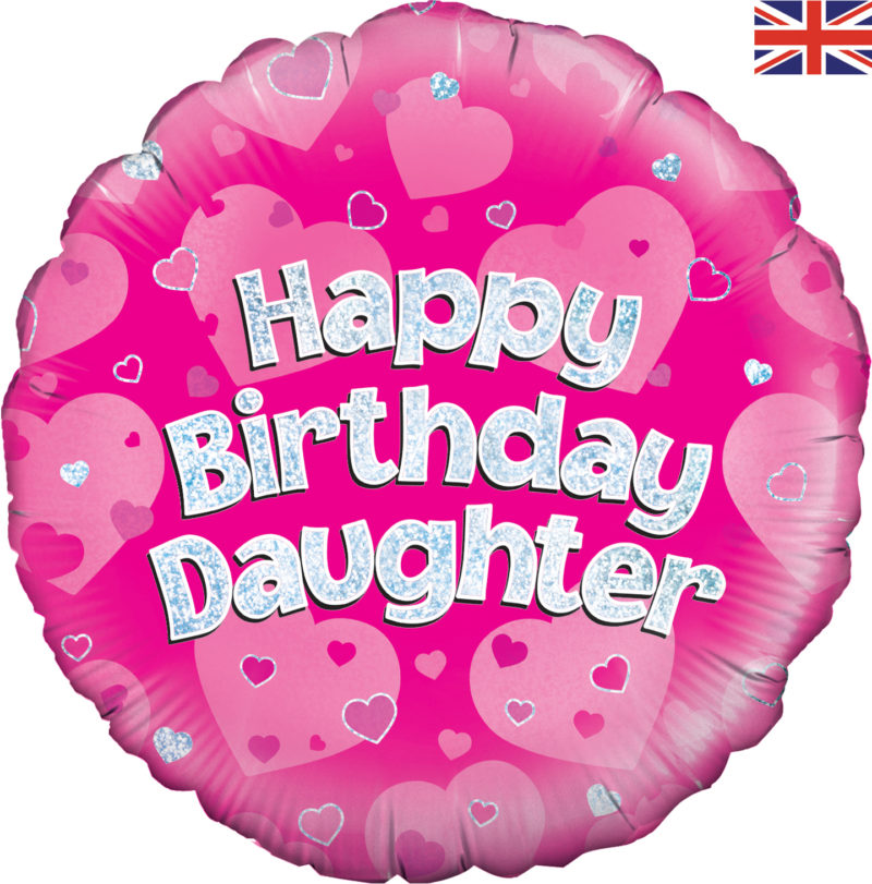 happy birthday daughter pink holographic 18" foil balloon