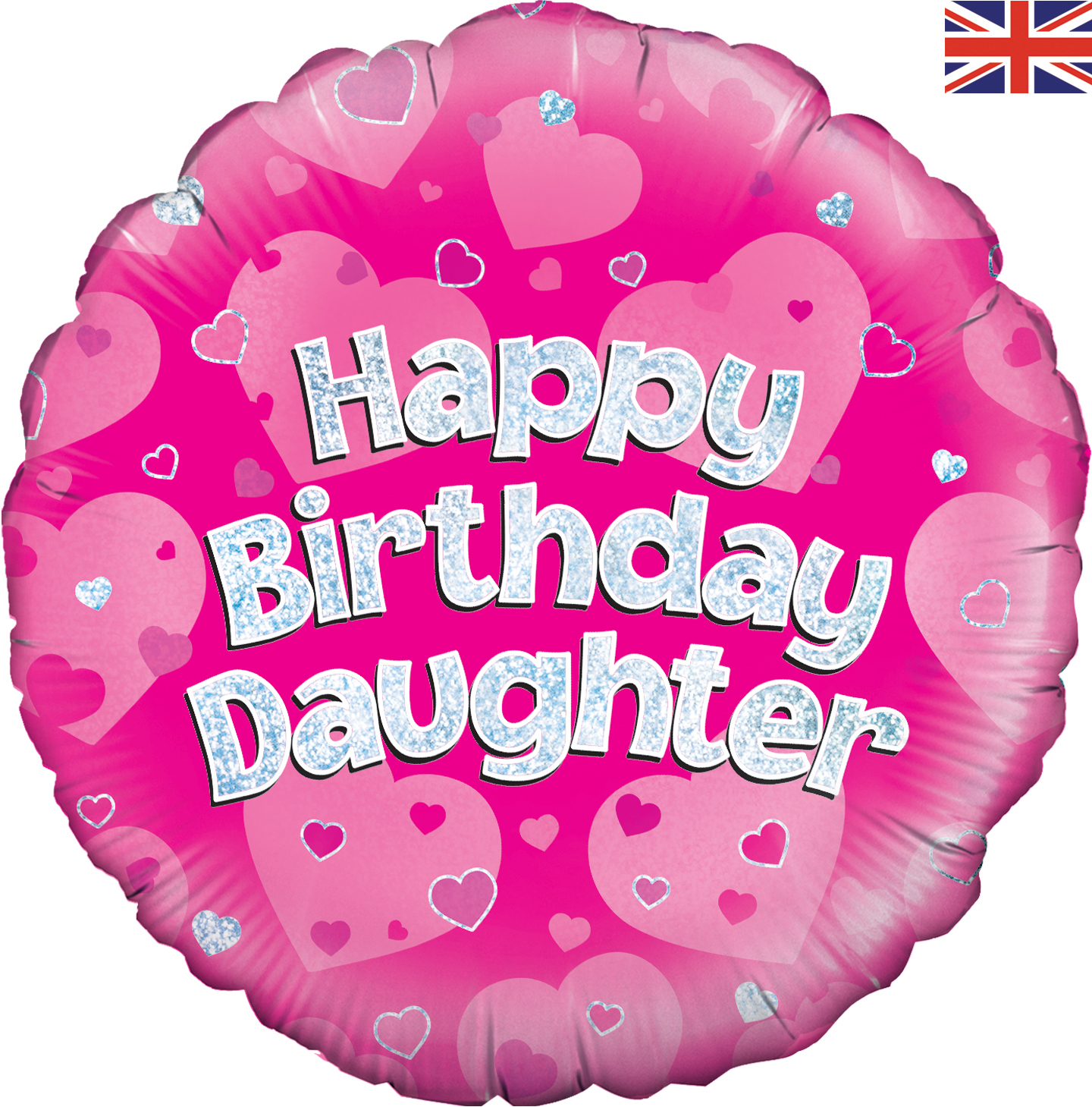 happy birthday daughter pink holographic 18" foil balloon