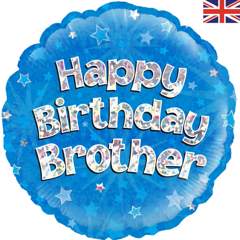 happy birthday brother blue holographic 18" foil balloon