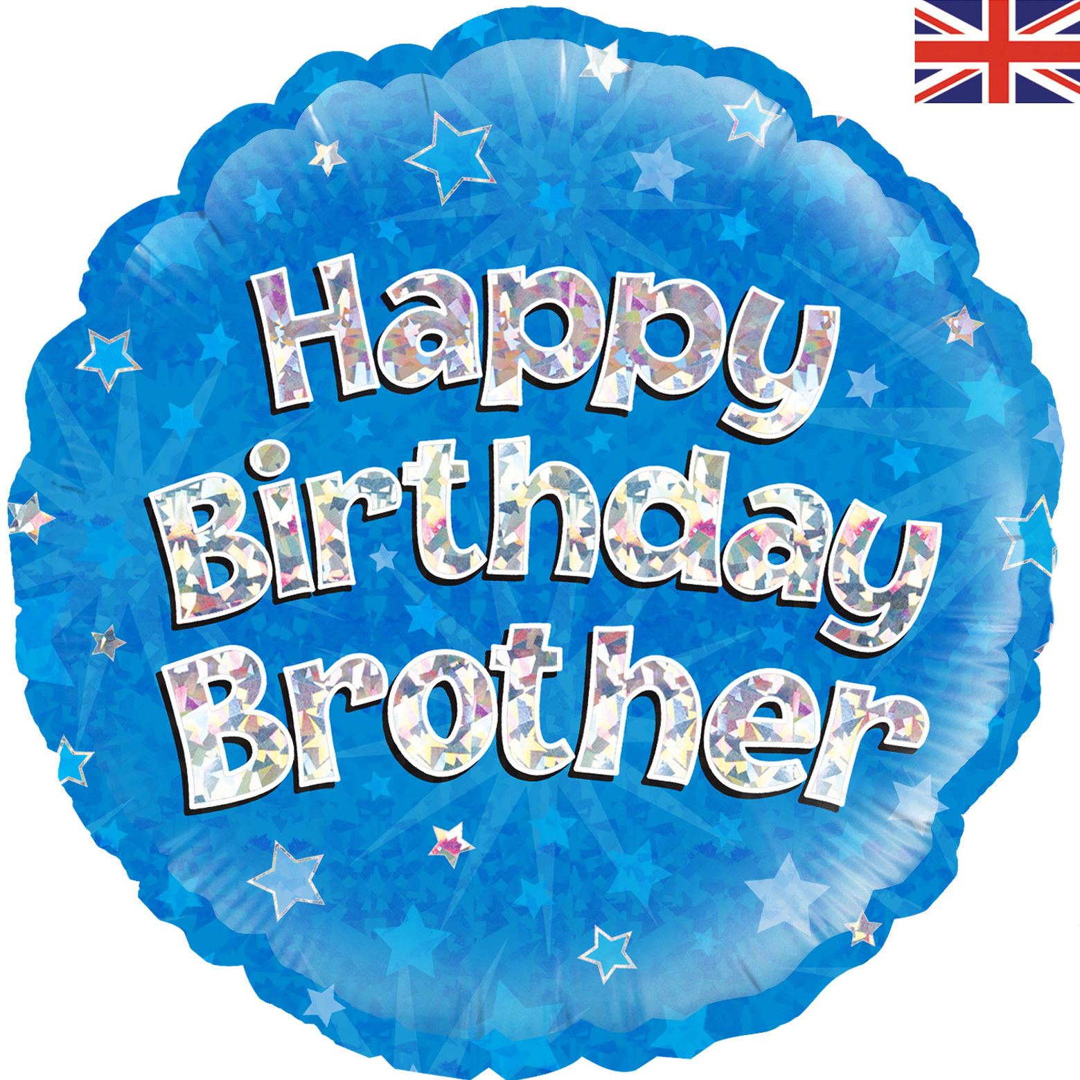 happy birthday brother blue holographic 18" foil balloon