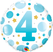 18 inch age 4 four blue dots qualatex foil balloon