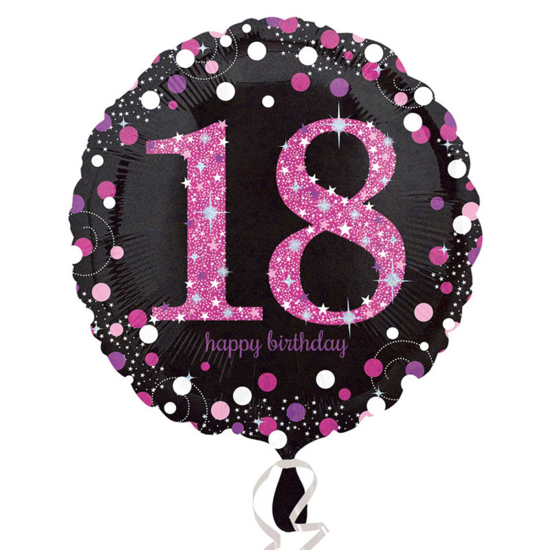 18th birthday pink sparkling foil balloon