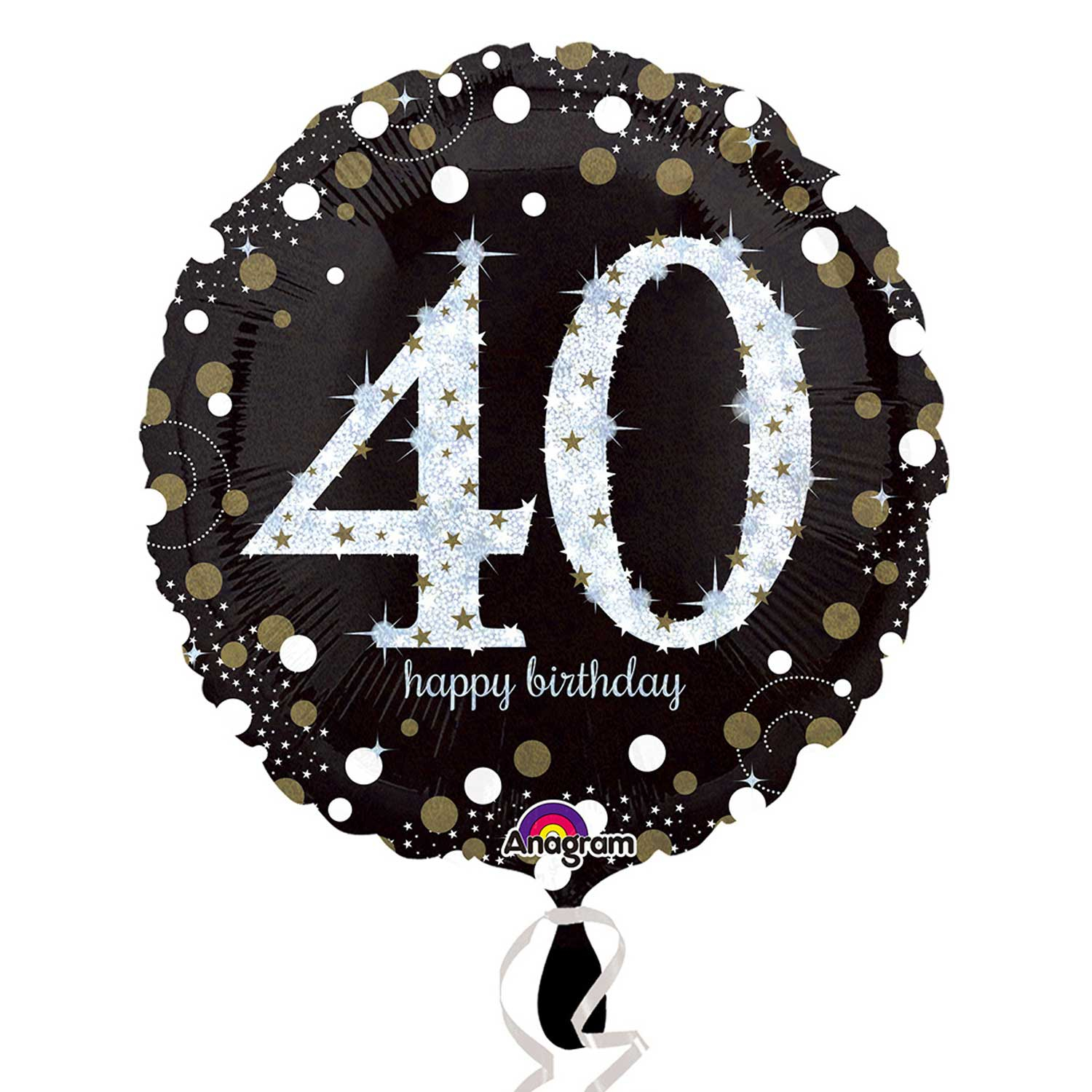 40th birthday gold sparkling foil balloon
