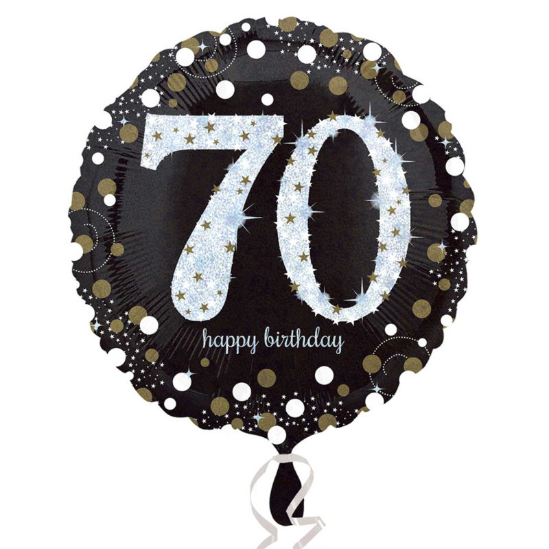 70th birthday gold sparkling foil balloon