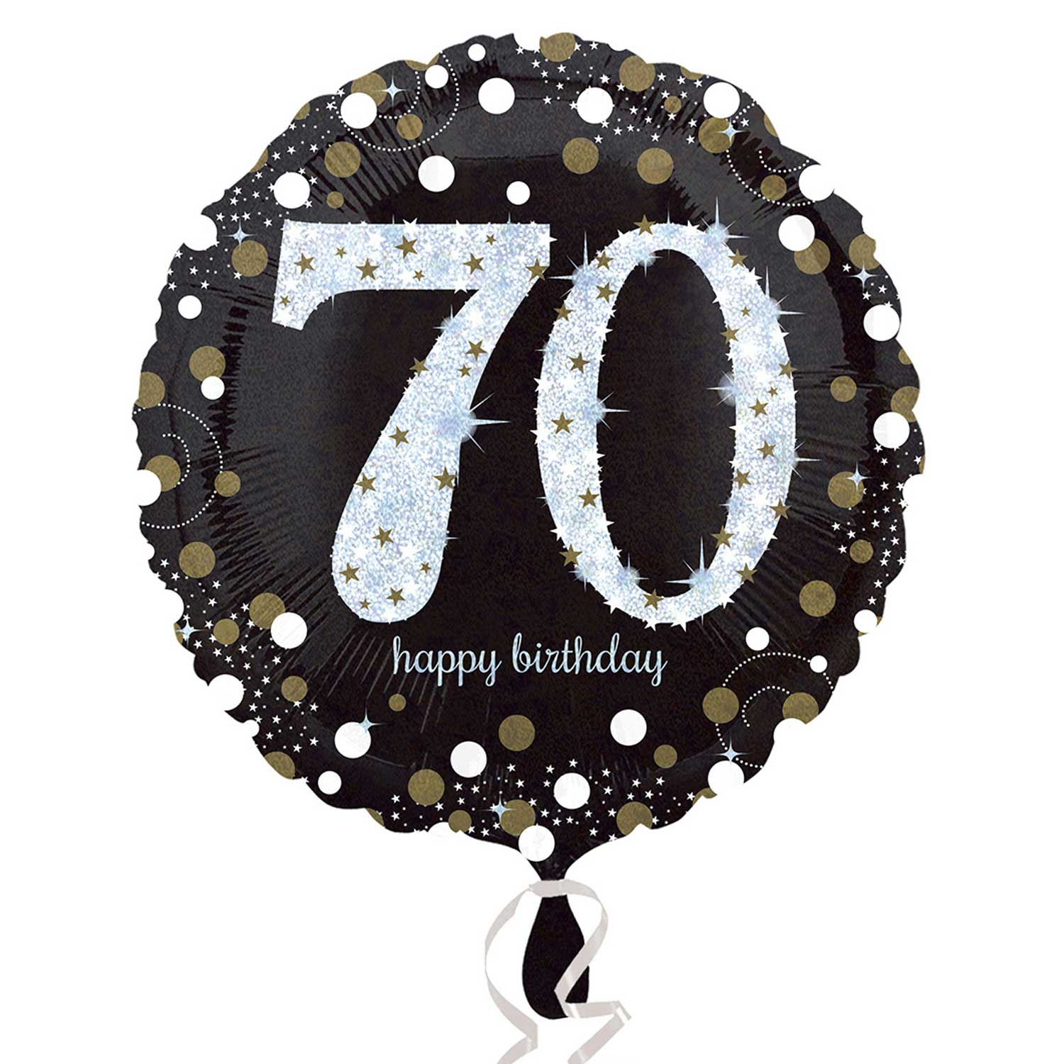 70th birthday gold sparkling foil balloon