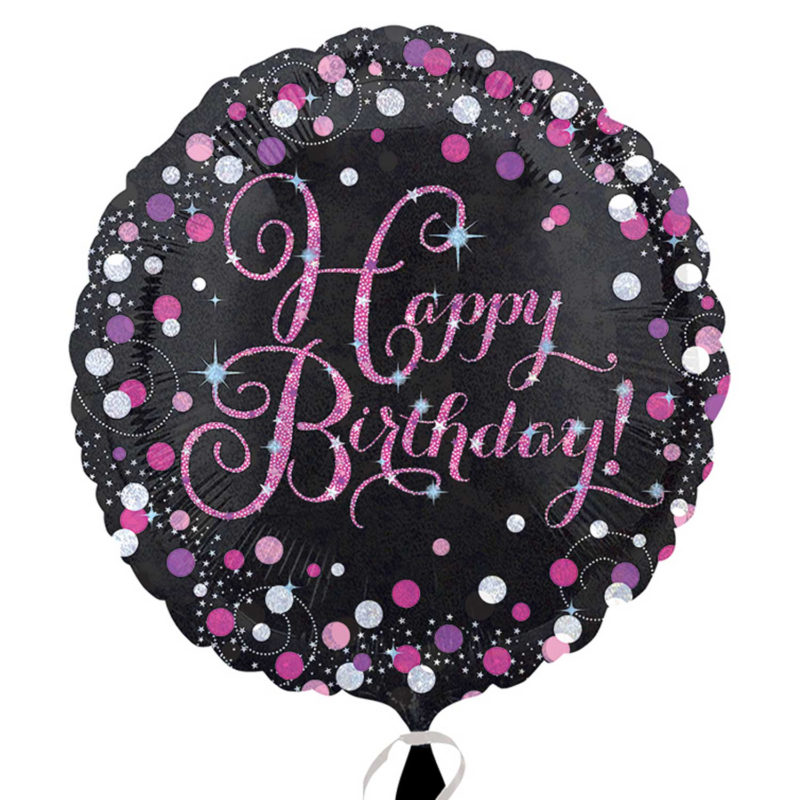 happy birthday pink sparkling foil balloon