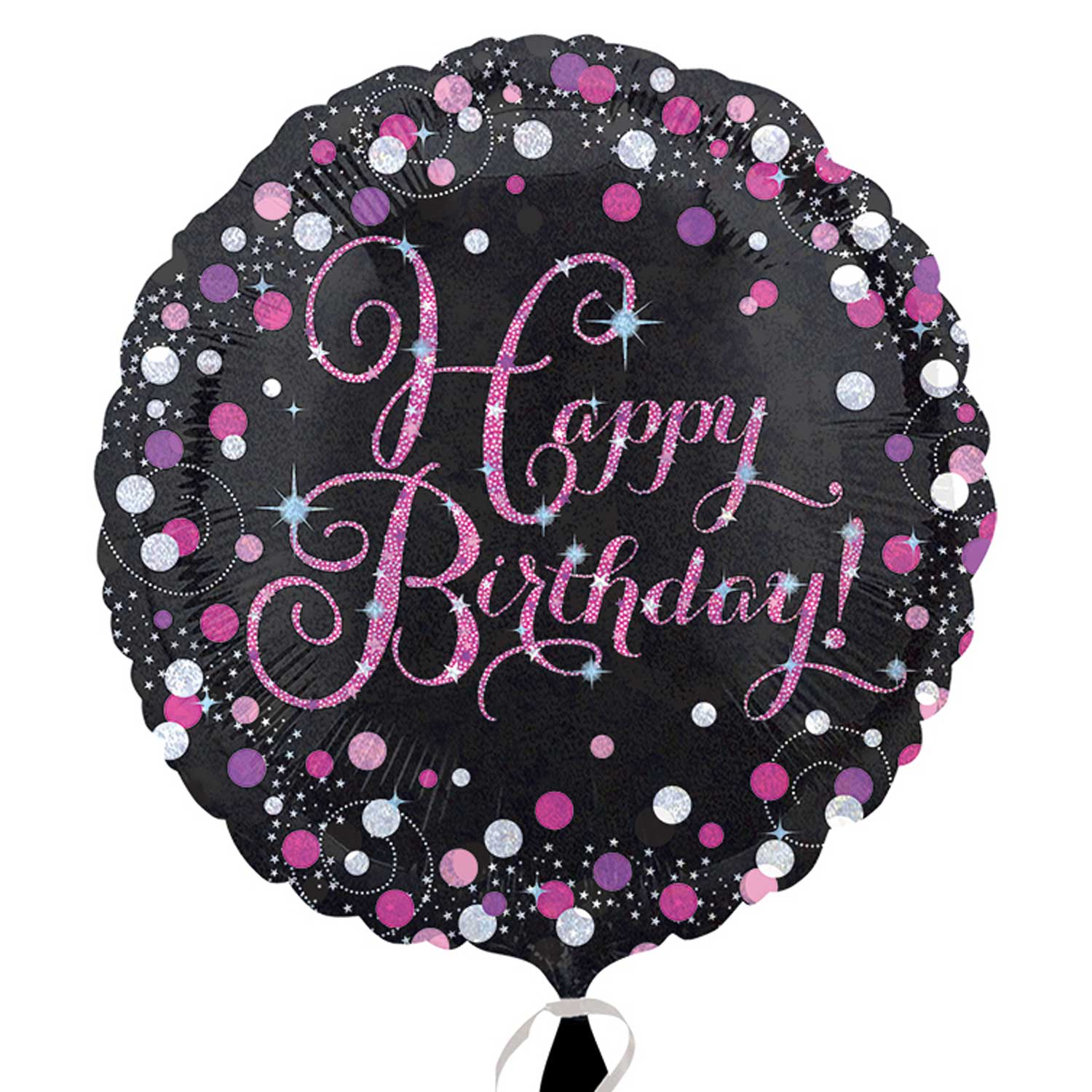 happy birthday pink sparkling foil balloon