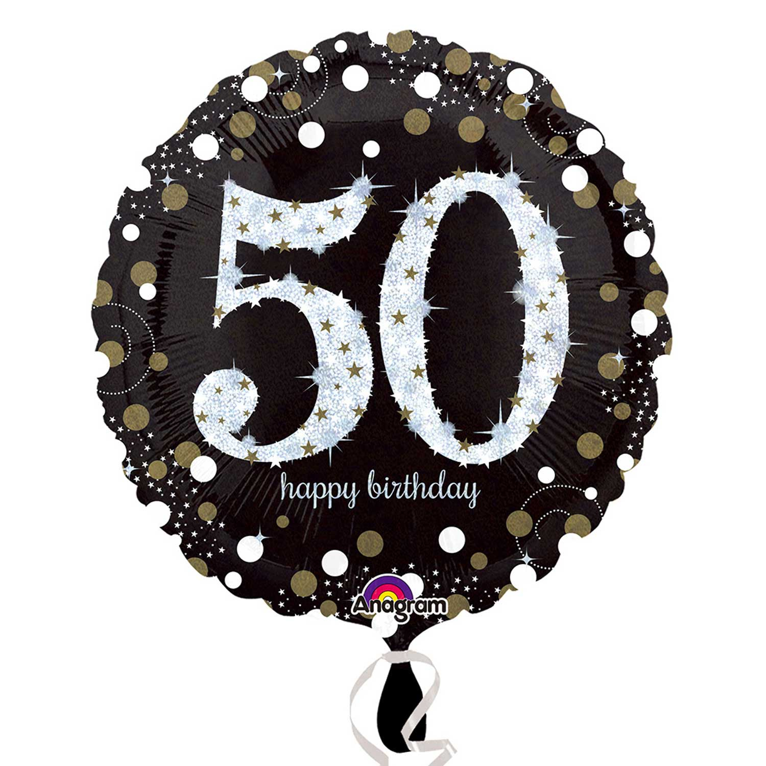 50th birthday gold sparkling foil balloon