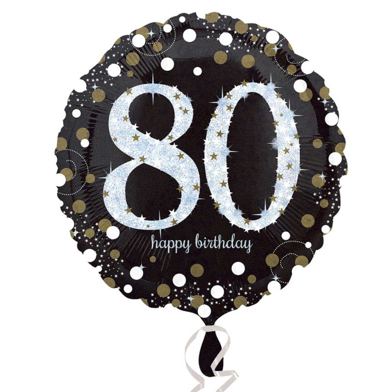 80th birthday gold sparkling foil balloon