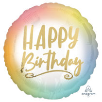 happy birthday ombre & gold 18" foil balloon