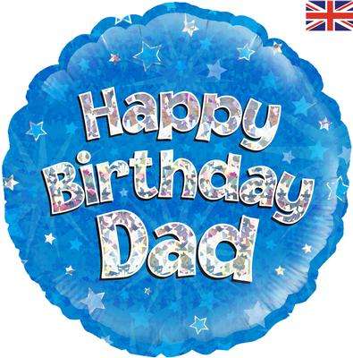 happy birthday dad blue holographic 18" foil balloon