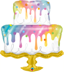 rainbow drip cake qualatex shape