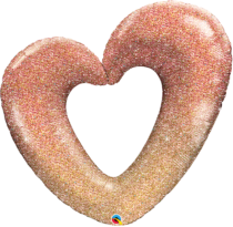 rose gold glitter ombre heart qualatex shape